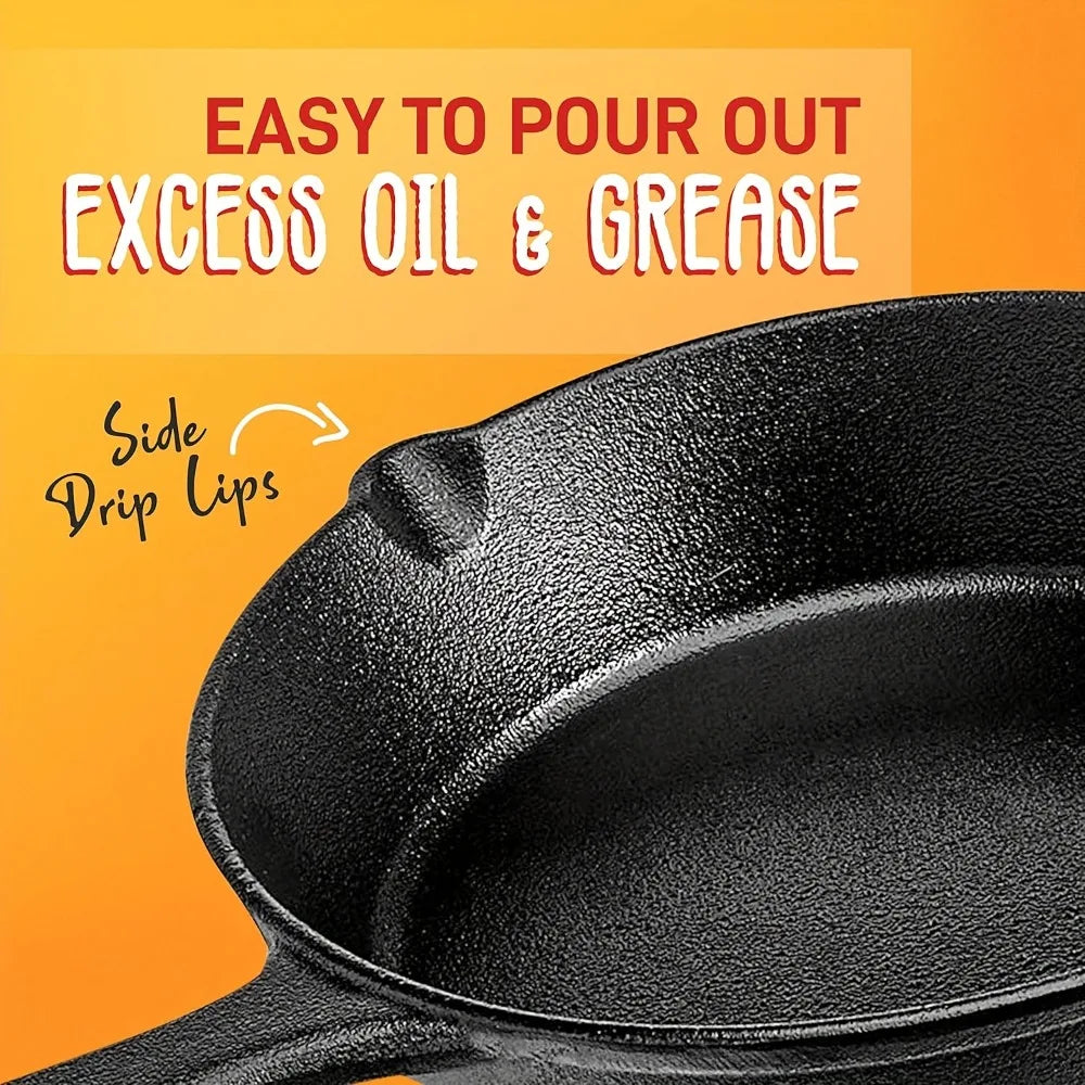 3PCS Cast Iron Skillet Set (6/8/10 Inch)