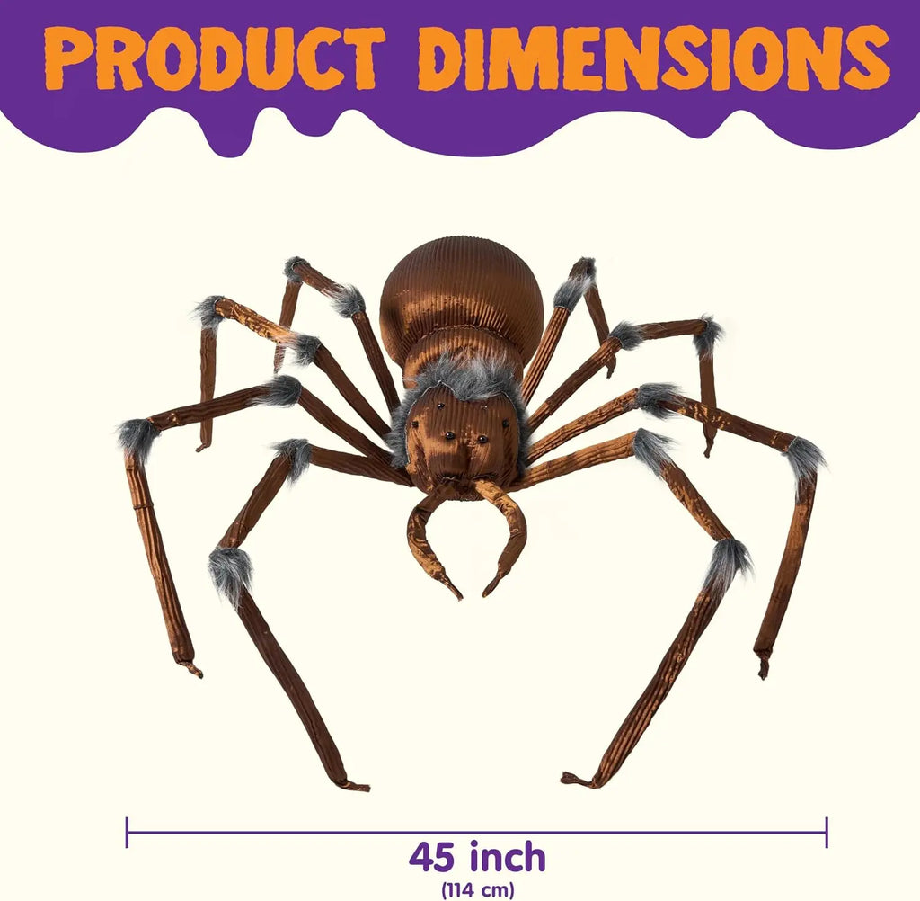 45” Scary Large Spider Halloween Decorations Brown Giant Spider Halloween Decor Outside, Indoor Party, Yard Lawn Garden Haunted House Prop
