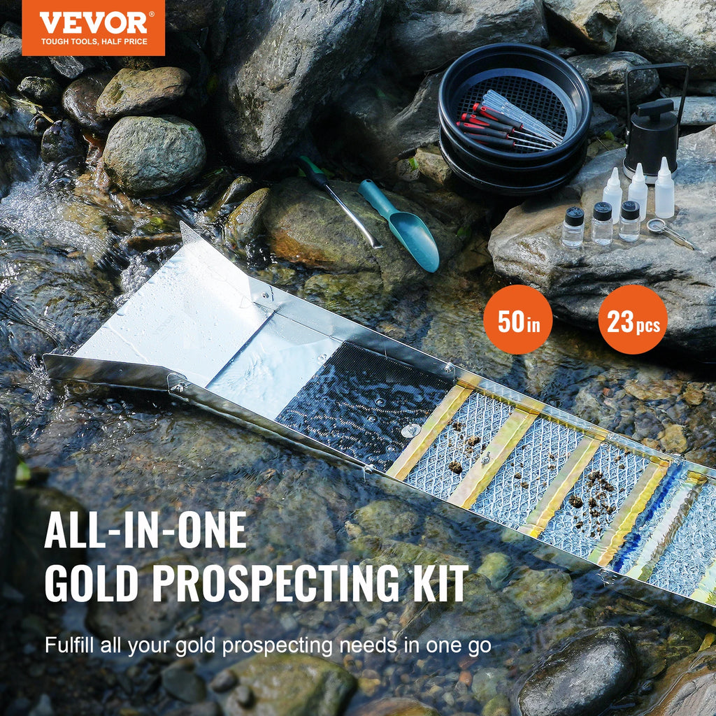 SucceBuy 50" 12" Complete Sluice Box Gold Panning Kit Aluminum Alloy Gold Mining Equipment
