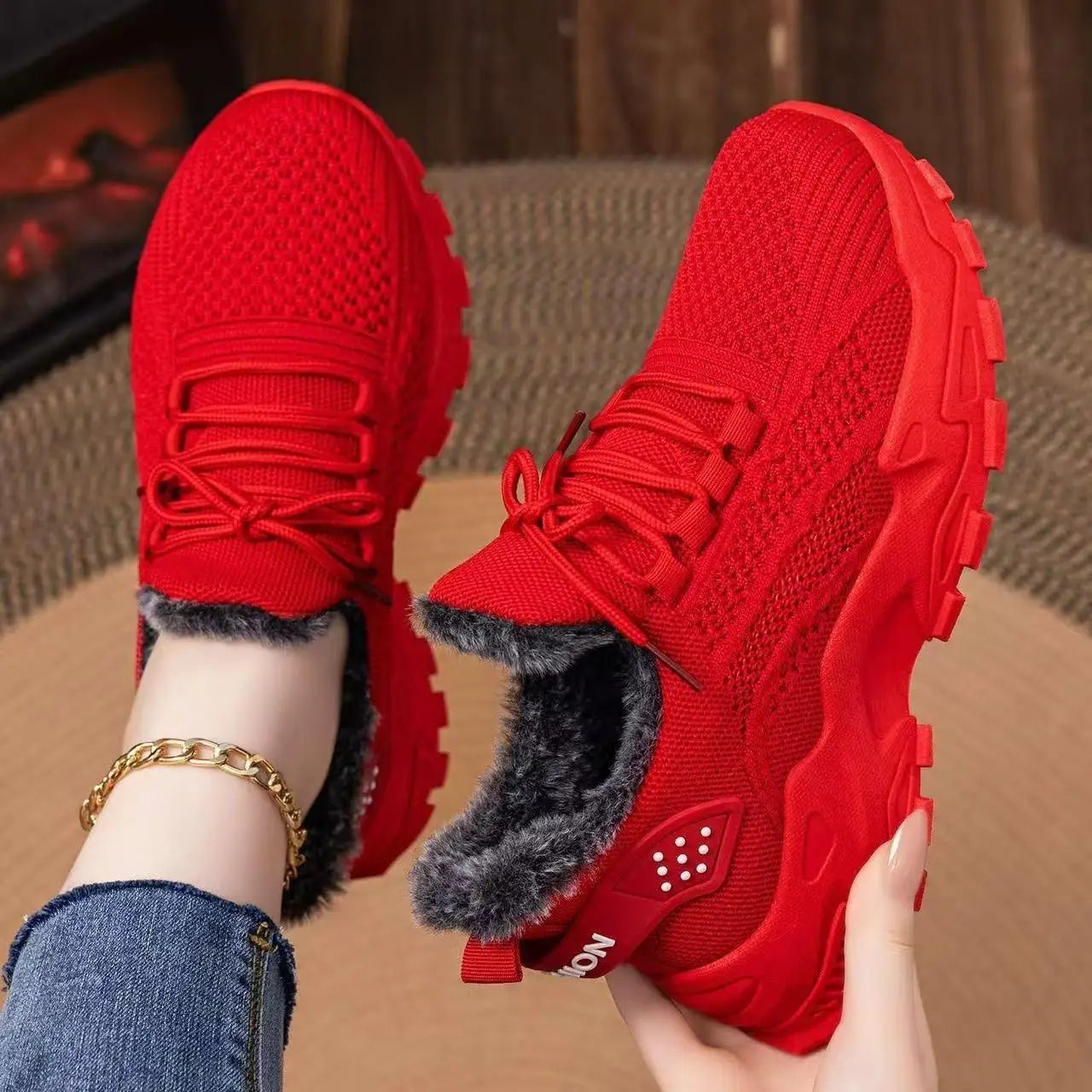 Women's Winter Lightweight Warm Sneakers Waterproof Non-Slip Outdoor Walking for Cold Weather