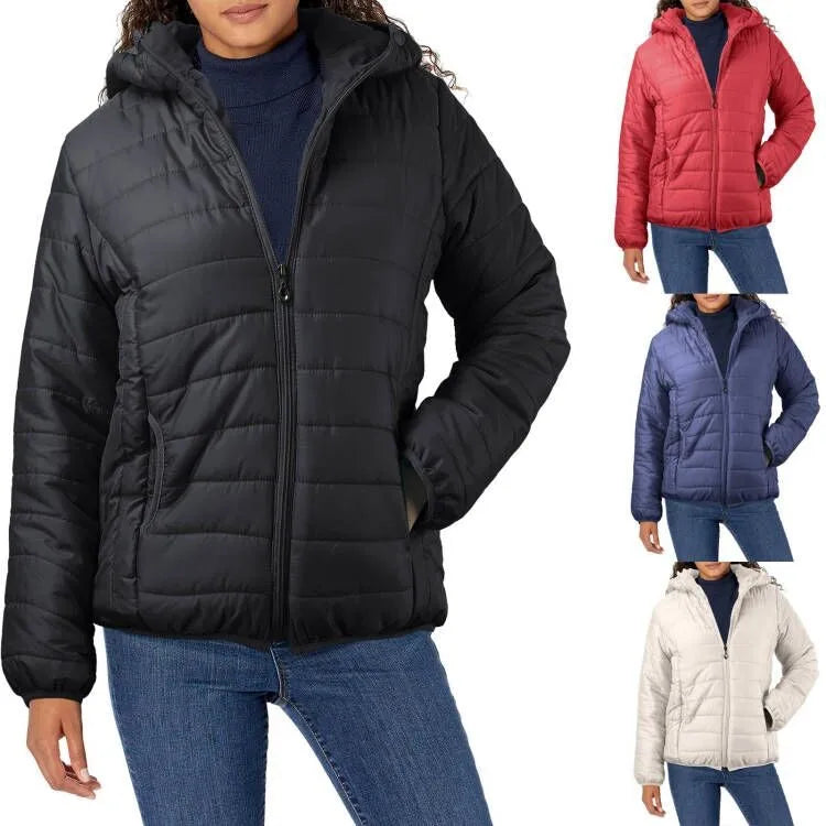 Winter Puffer Parkas Cotton Quilted Jacket Casual Outerwear Female Solid Color Zip Up Down Coat