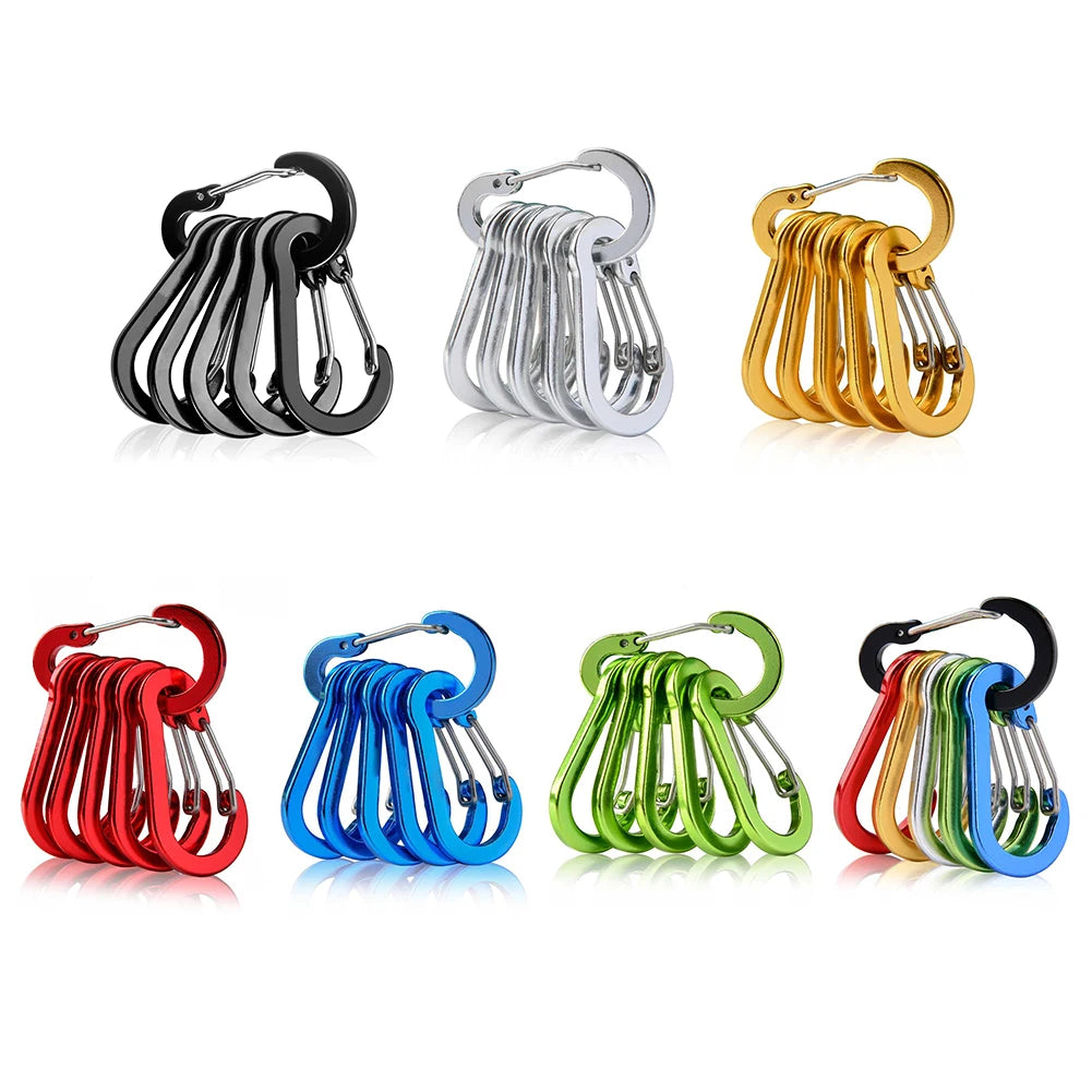 6Pcs Mini Carabiner Buckle Hook D Shape Carabiner Spring Snap Clip Multifunctional