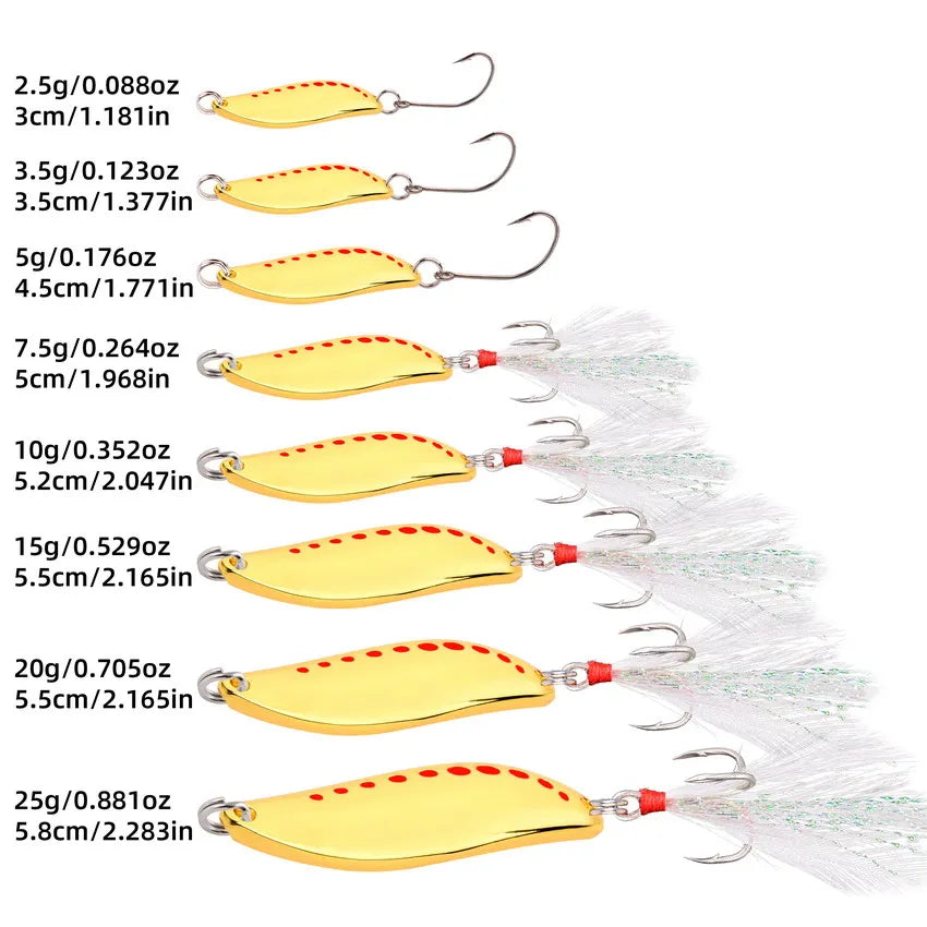 4pcs Metal Vib Leech Spinners Spoon Lures 2.5g-25g Artificial Bait Pesca Fishing Lure Hook Tackle Set for Bass Pike Perch