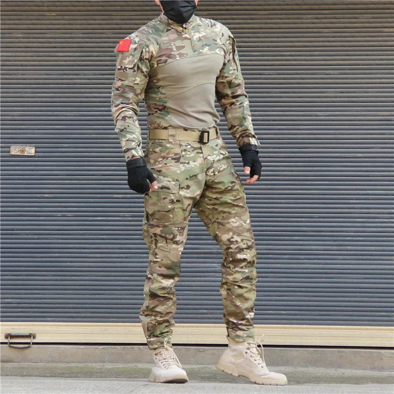 Tactical Suits Combat Shirts  Uniform Outfit Men Camouflage Tatico Tops Airsoft Multicam Force Paintball  Camo Hunting Pants