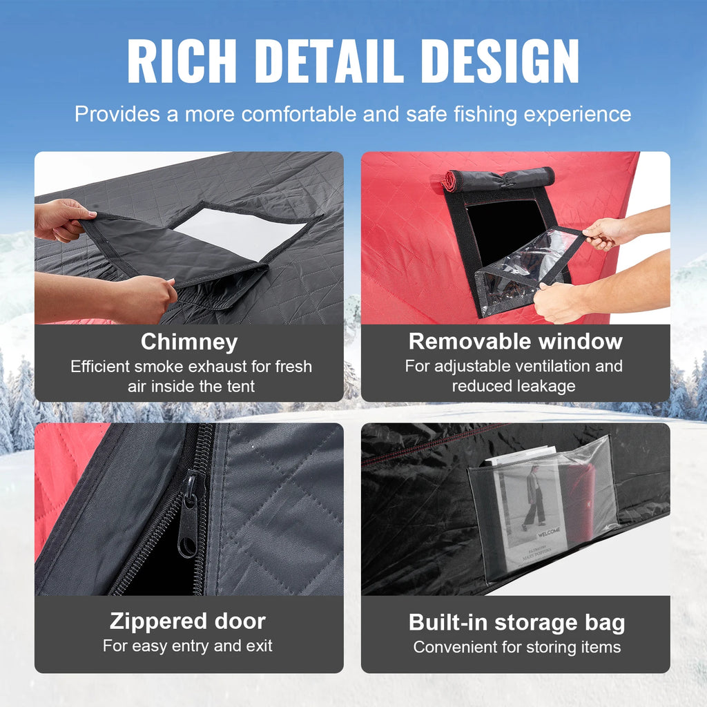 Portable Ice Shelter Insulated Pop-Up Ice Fishing Tent