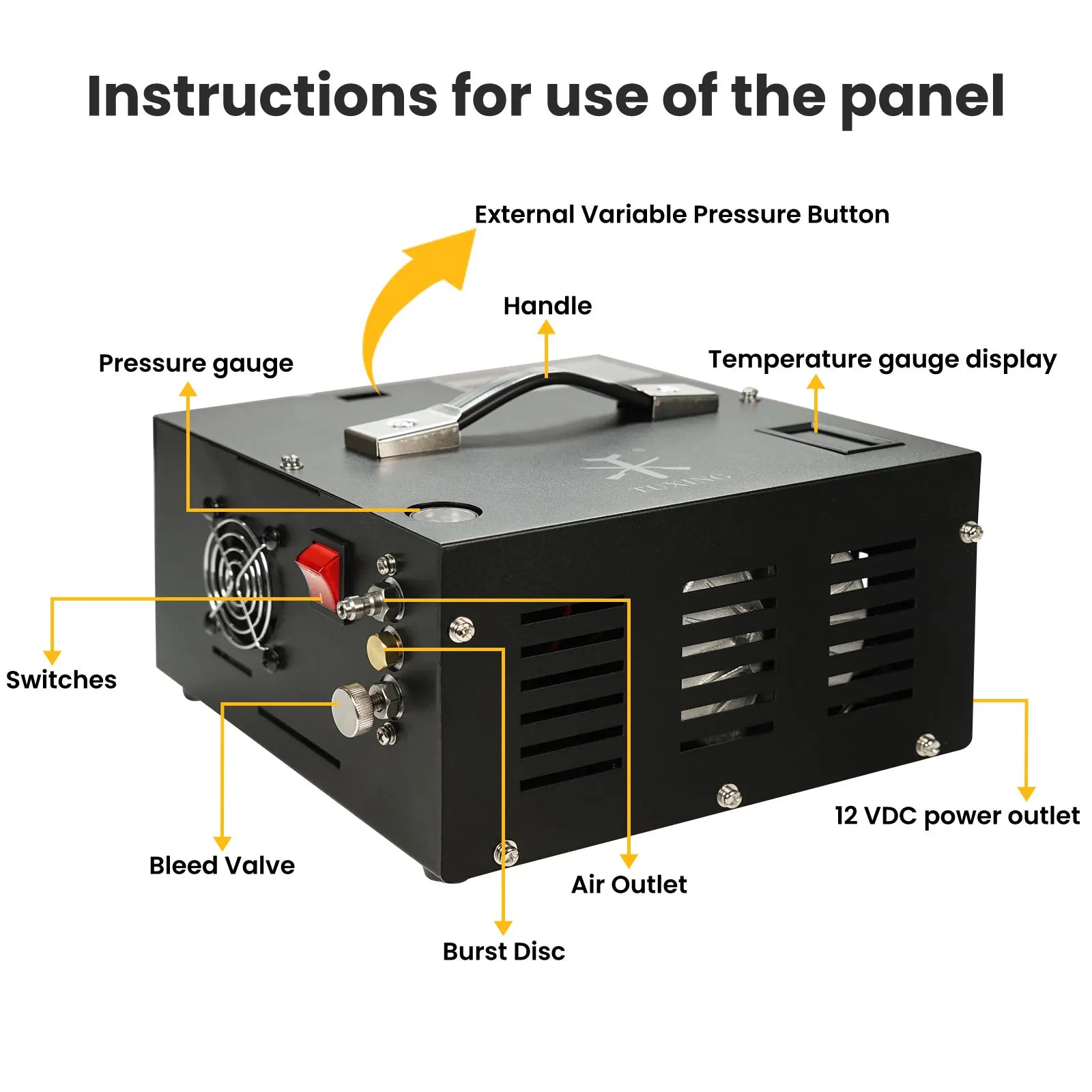 TUXING TXES061 Air Compressor PCP 4500Psi 300Bar High Pressure Electric Pump Built-in transformer