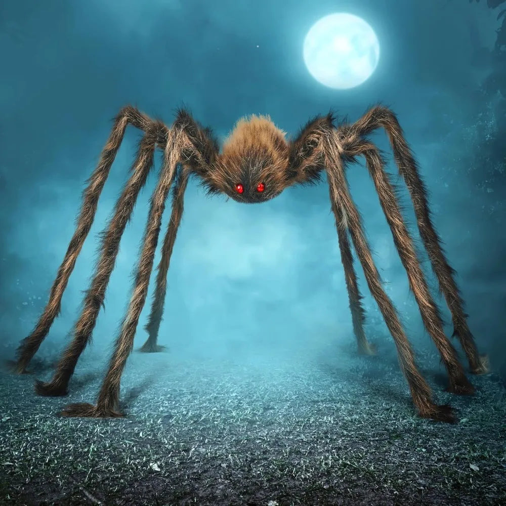 Large Giant Spider Halloween Outdoor Decorations Scary Large Spider Props Brown (Standing Height Is 15 Inches)