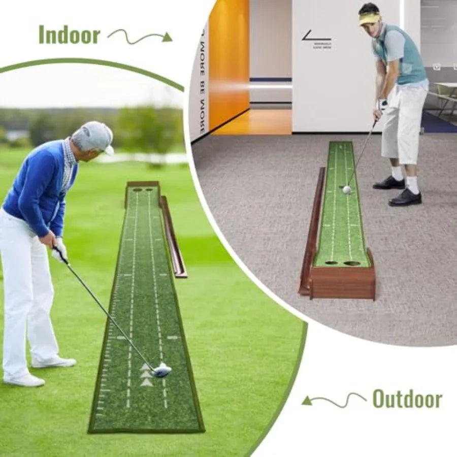 Putting Mats for Home Office and Outdoor Use Wrinkle Free Design with Auto Ball Return
