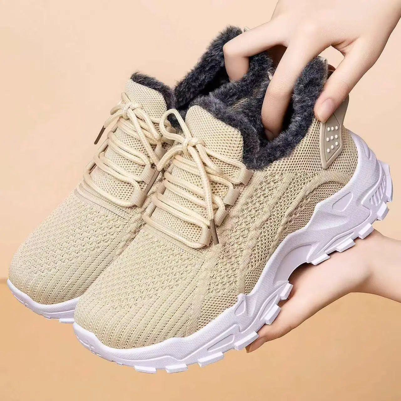 Women's Winter Lightweight Warm Sneakers Waterproof Non-Slip Outdoor Walking for Cold Weather
