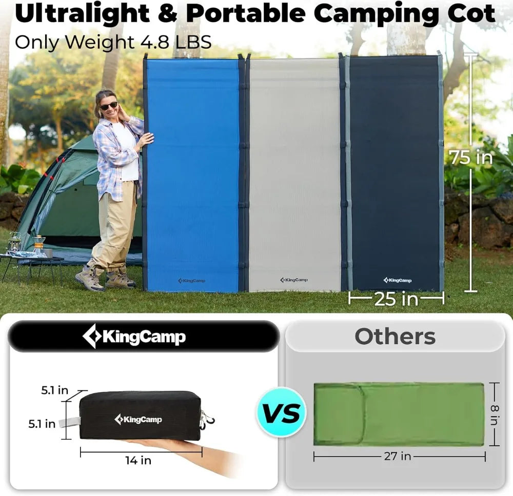 Ultralight Folding Camping Cot for Adults - Heavy Duty Portable with Pillow & Storage Bag