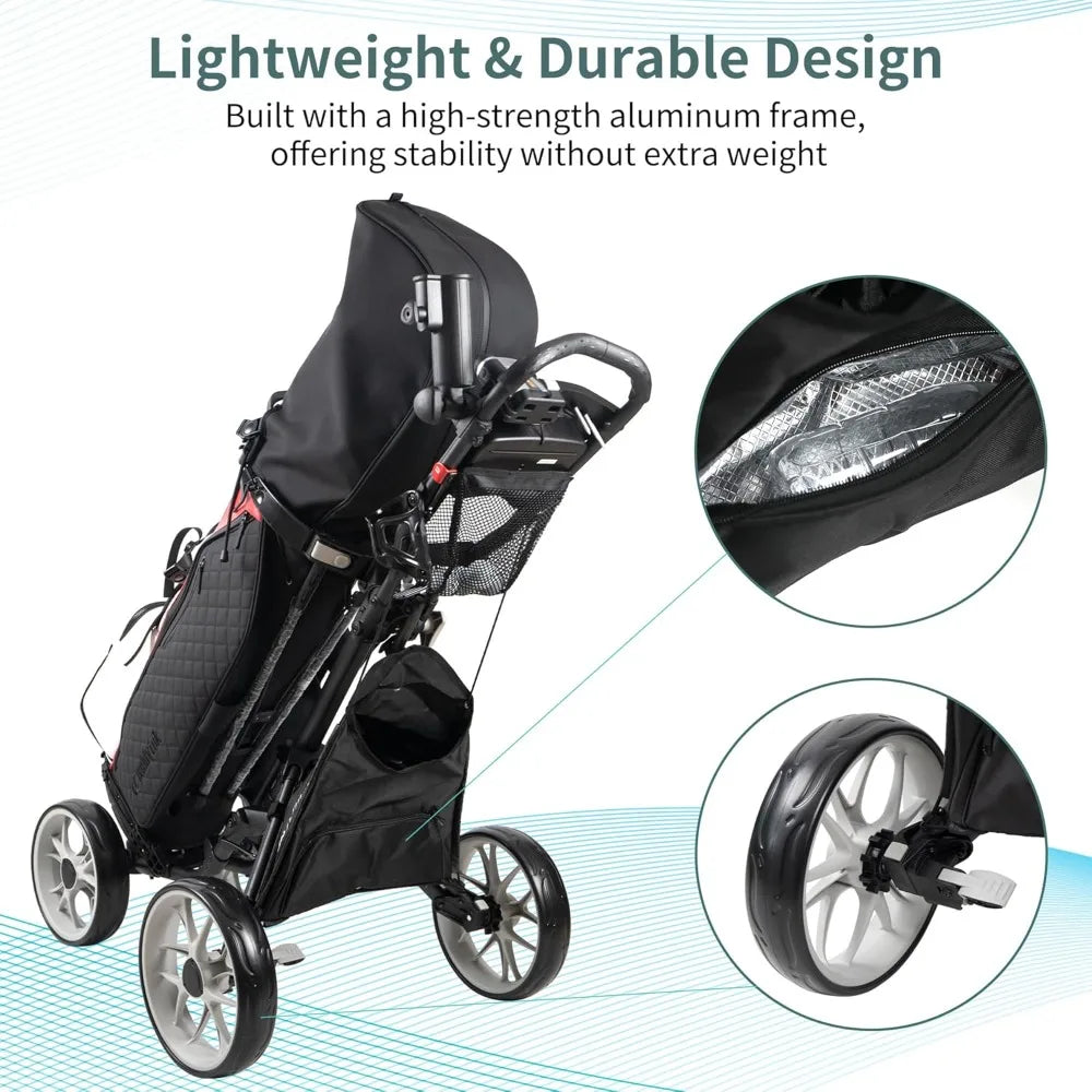 NEW - 4 Wheel Golf Push Cart - Caddycruiser One Version 8 1-Click Folding Trolley - Lightweight