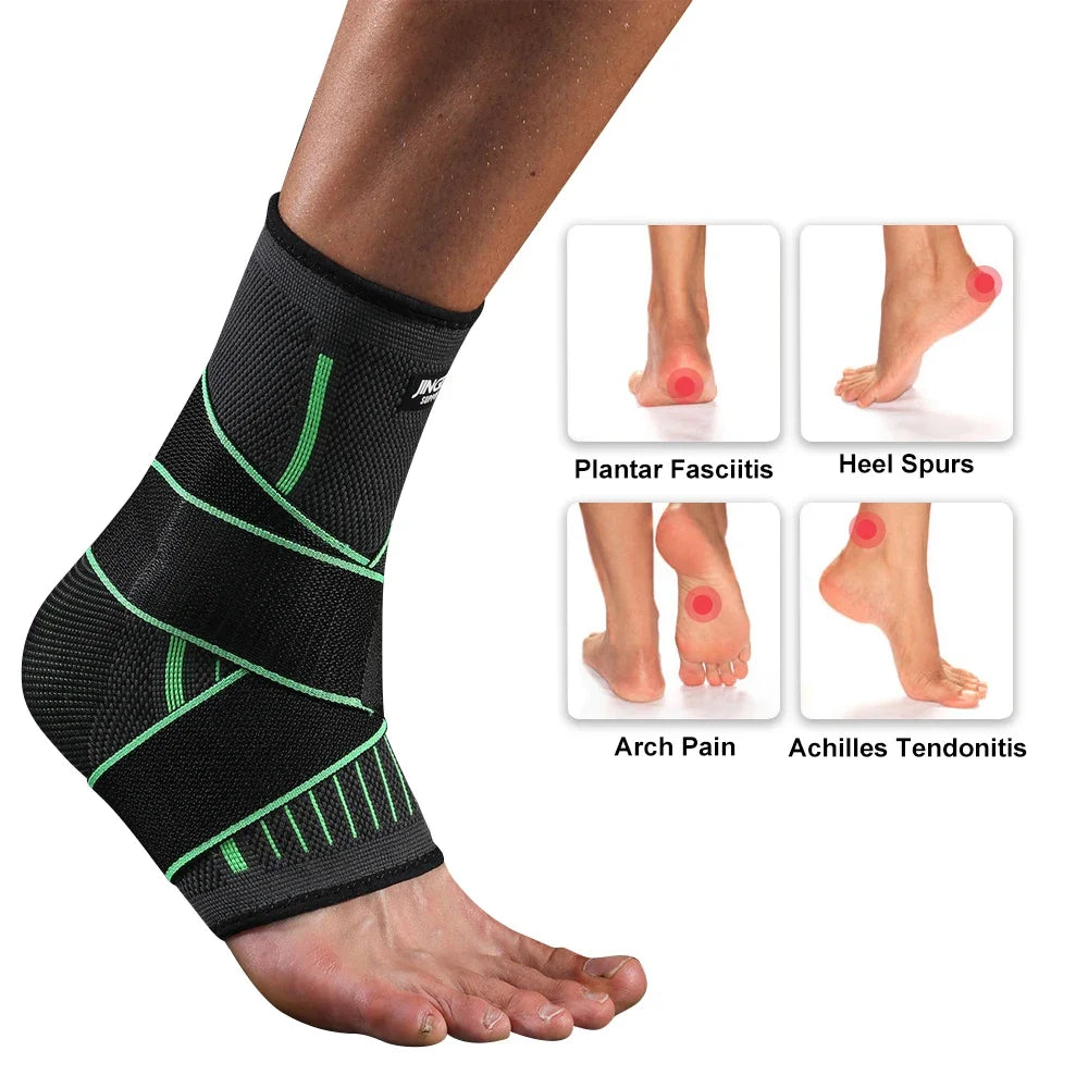 1 Pcs Ankle Brace Compression Sleeve, Adjustable Ankle Support Strap for Sprained, Plantar Fasciitis,
