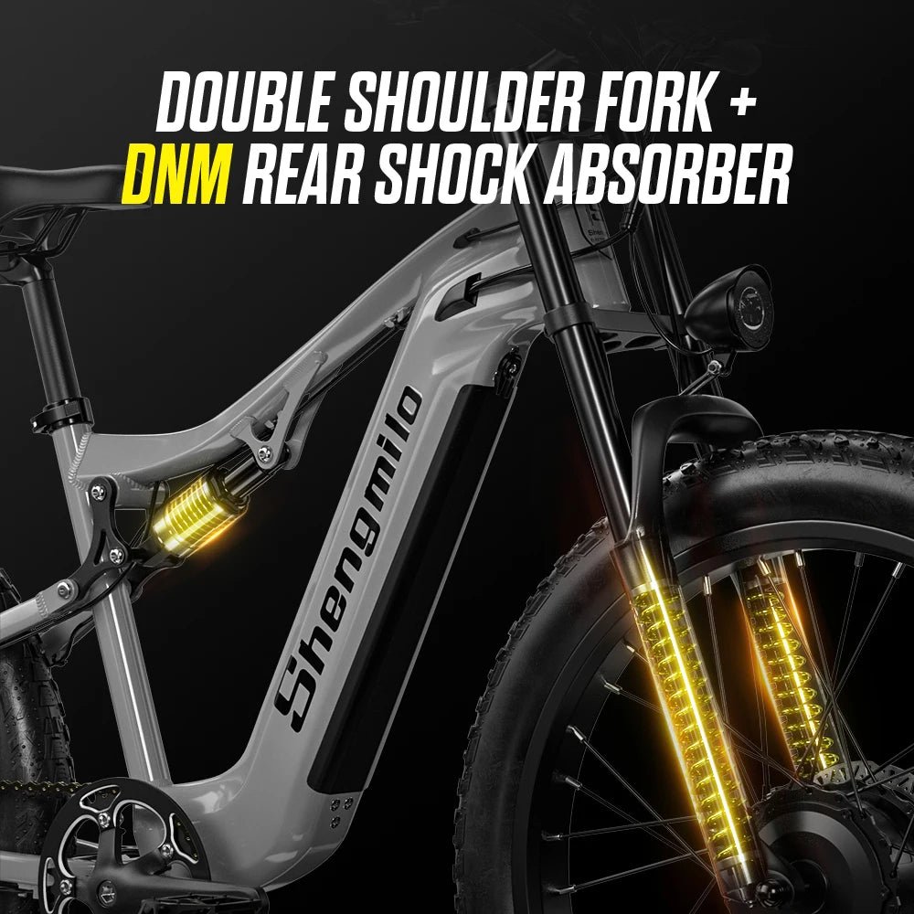 Shengmilo S600 26 inches adult electric 2000W dual motor ebike, 7-speed electric Fat Tire ebike17.5ah