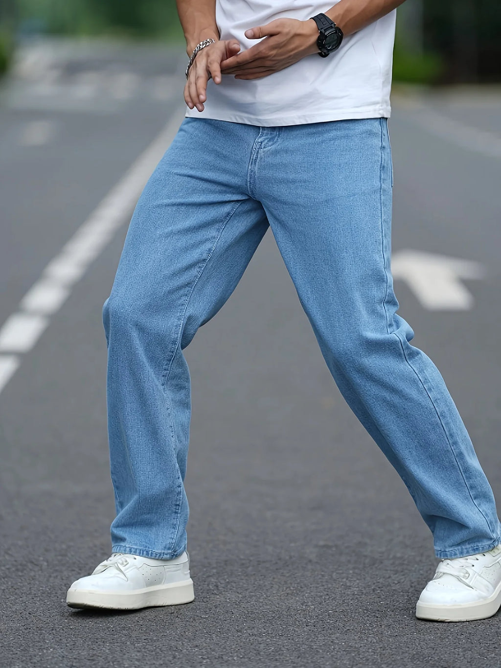 Men's straight-leg jeans, loose wide-leg jeans, cargo hip-hop jeans, stylish versatile long pants