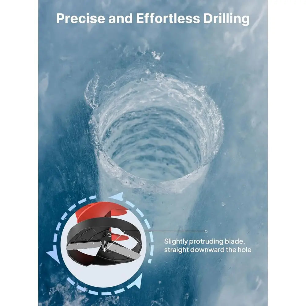 6-8 Diameter Ice Auger Bit Set with Replacement Blade, Blade Protector, and 1/2 Chuck Adapter