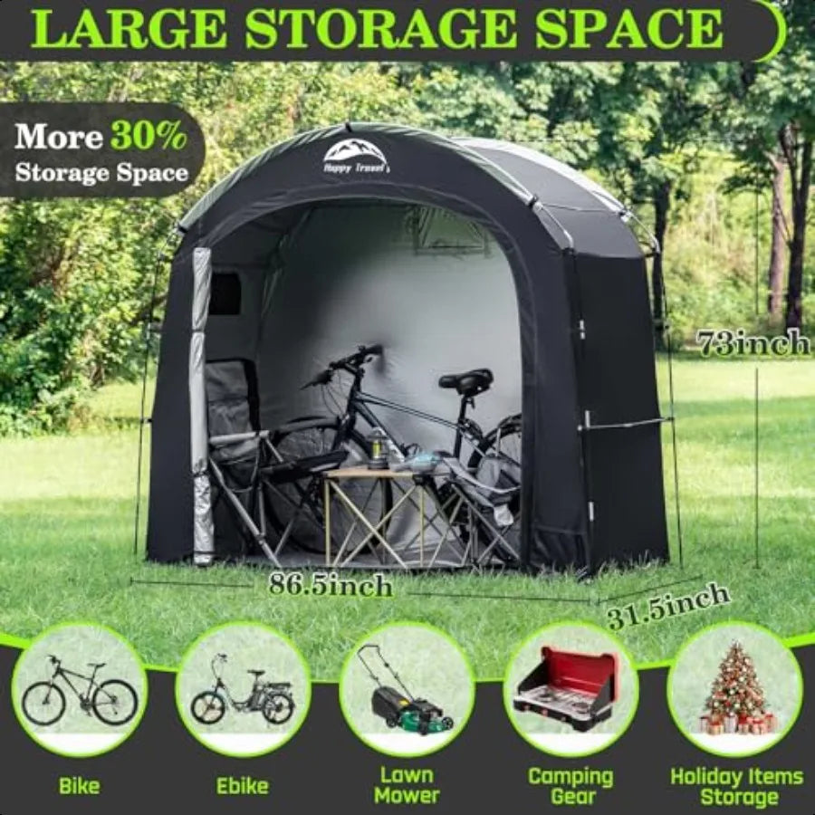 Bike Storage Tent ShedLarge Outdoor Waterproof Bicycle Covers Shelter with Window for 2 3 Bikes Oversized Outside Portable Shed