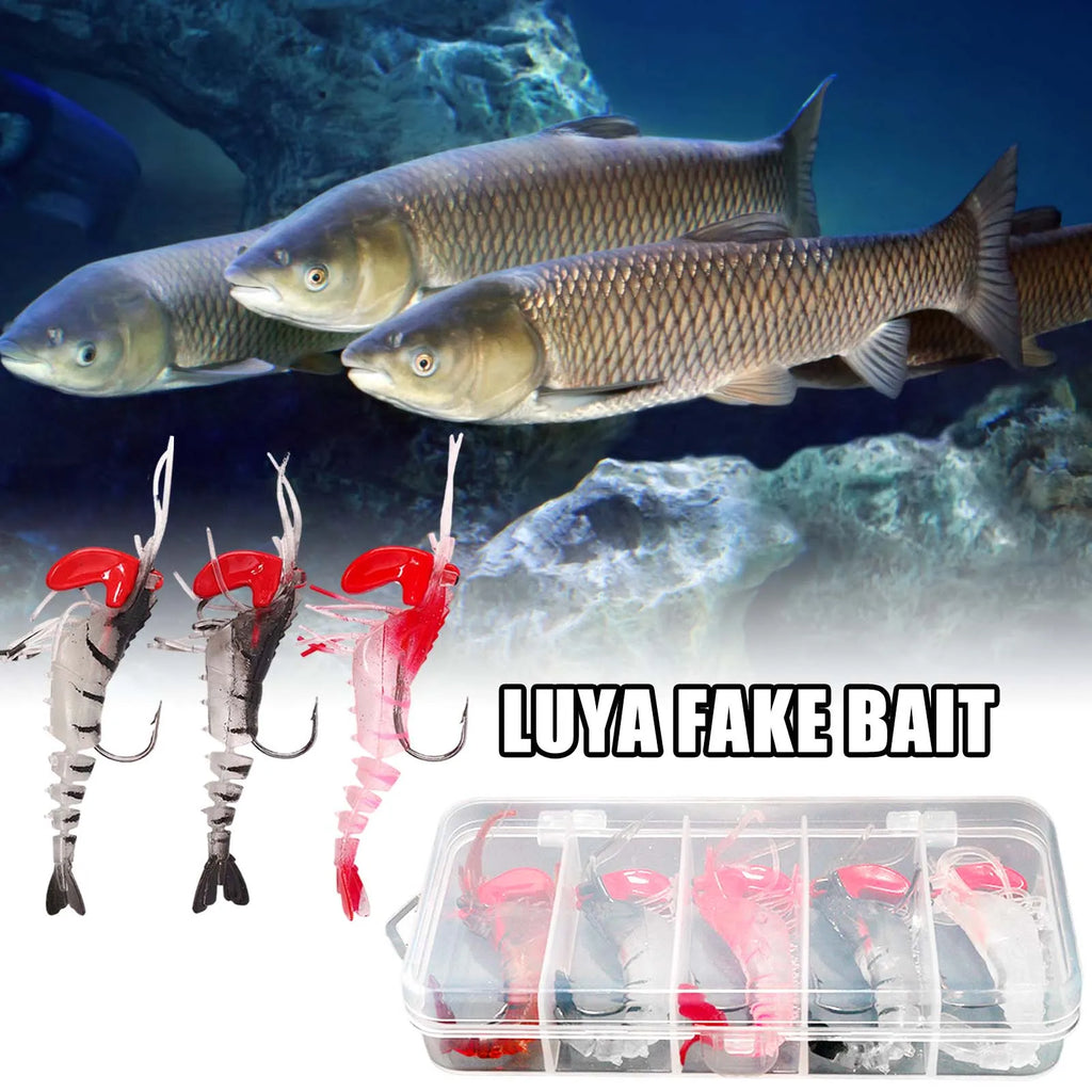 5pcs Soft Shrimp Lure Rigs Fishing Tackle Hooks Jigs Lifelike Swimbait