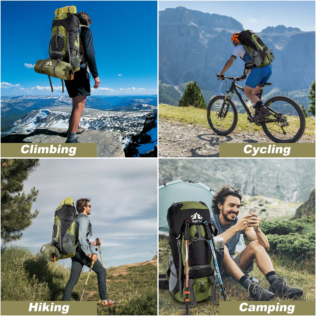 Hiking Backpacks 70L Camping Backpacking Packs, No Internal Frame