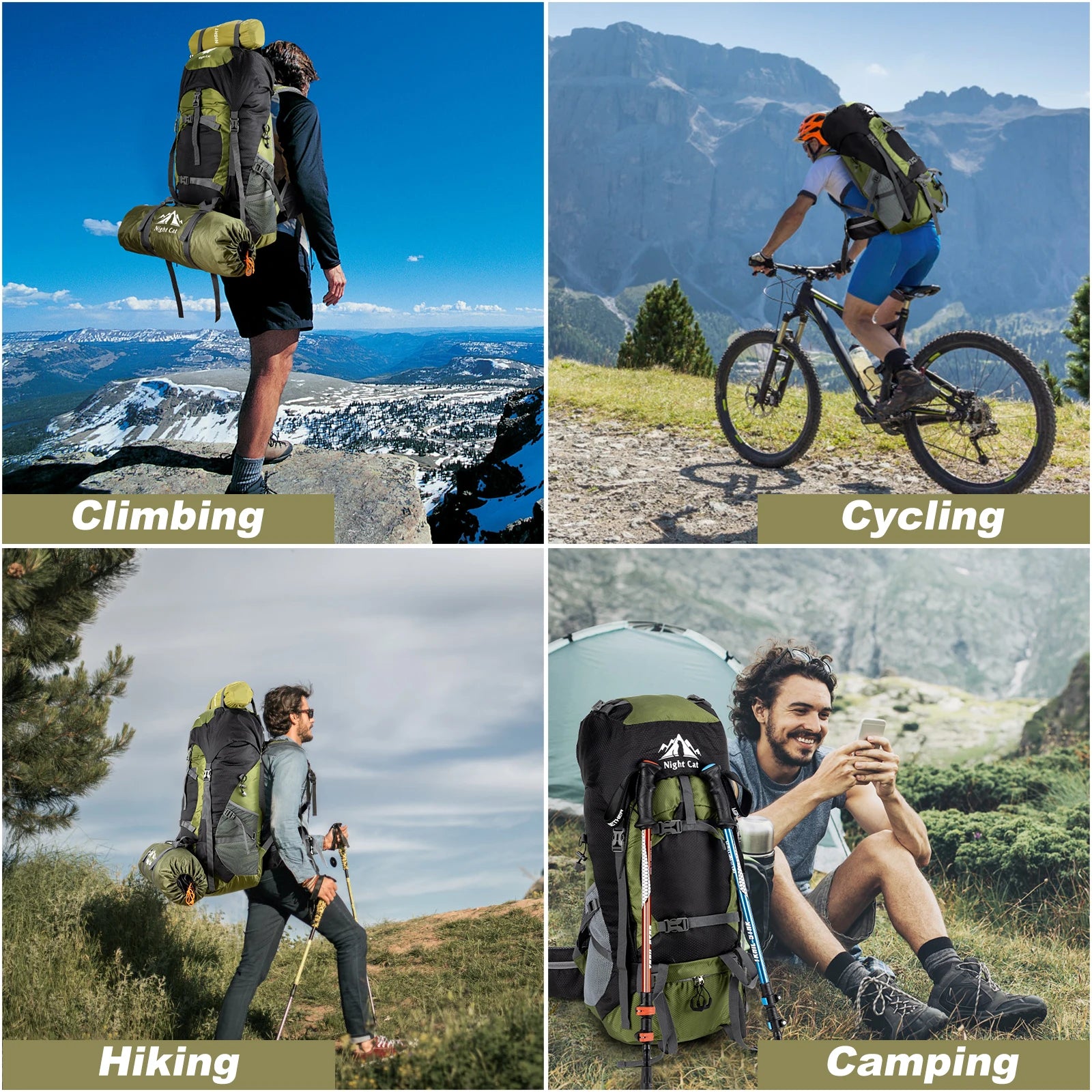 Hiking Backpacks 70L Camping Backpacking Packs, No Internal Frame