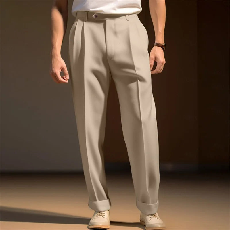 Men s  Fit Dress Pants Solid Color Flat Front Trousers Classic Business Casual Suit Pants