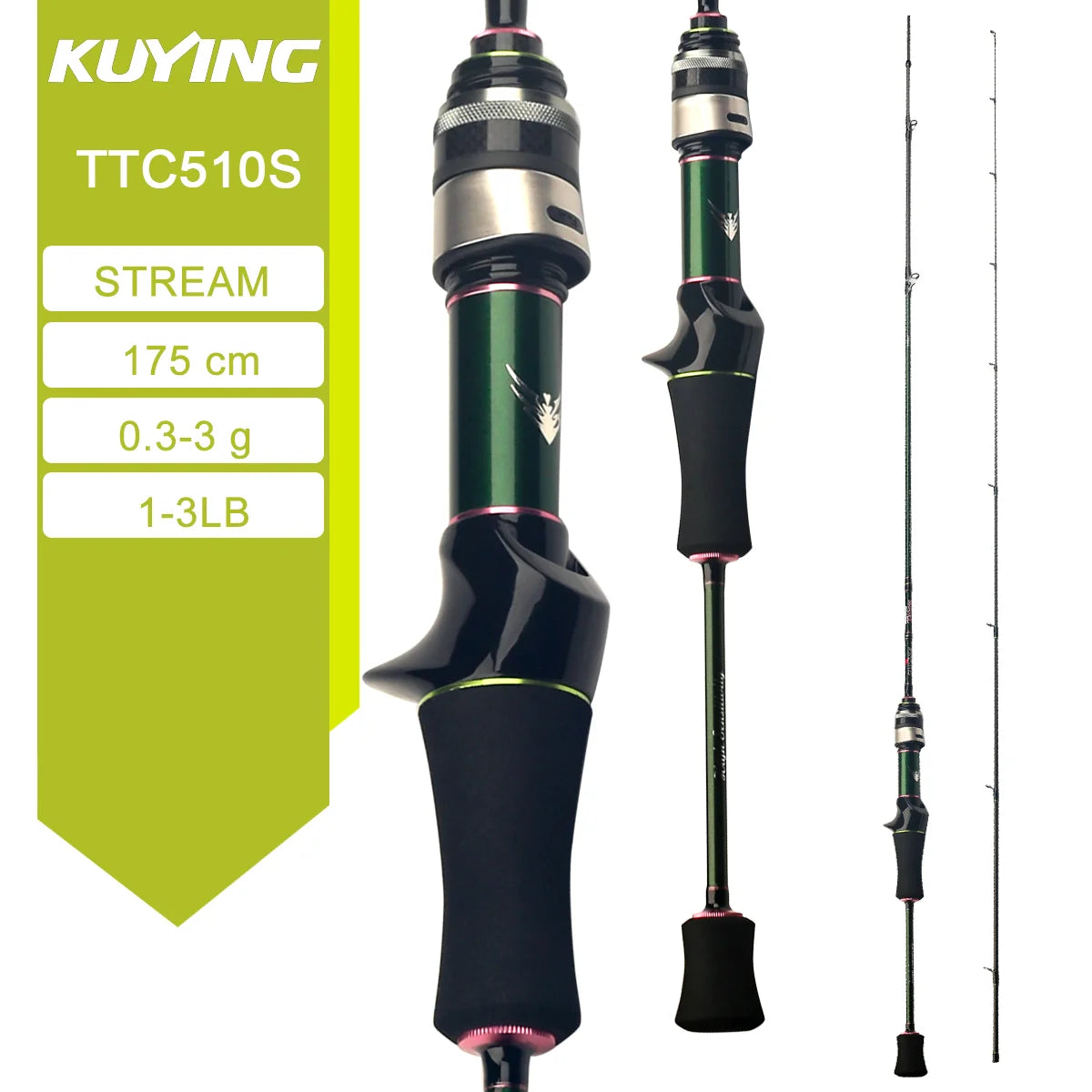 KUYING TETON Stream 5‘10“ 1.75m 6‘0“ 1.8m Spinning Casting Fishing Lure Rod Carbon FUJI Fast Speed Action River 0.3-8g 1-8lb