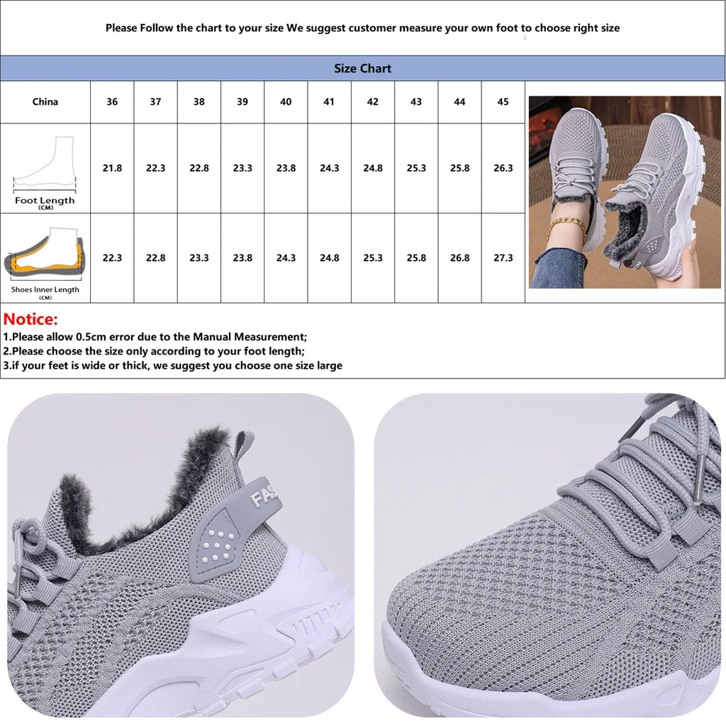 Women's Winter Lightweight Warm Sneakers Waterproof Non-Slip Outdoor Walking for Cold Weather