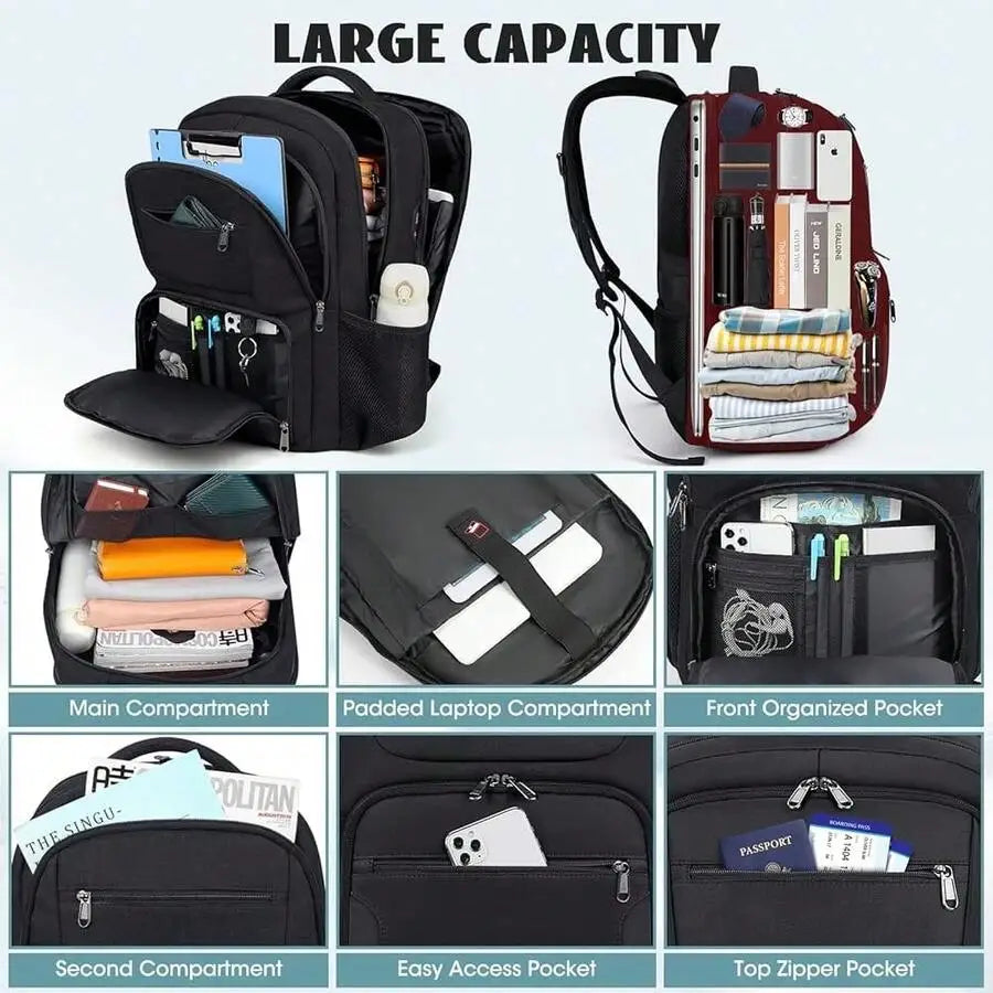 Travel Laptop Backpack 17 Inch Extra Large 45L USB Charging Water Resistant Anti Theft College Business Bag