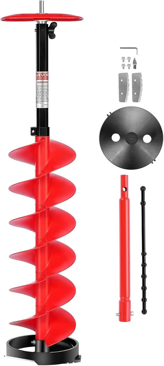 8-Inch Nylon Ice Auger Drill Bit, 39-Inch Length with Extension Rod and Accessories for Cordless Fishing