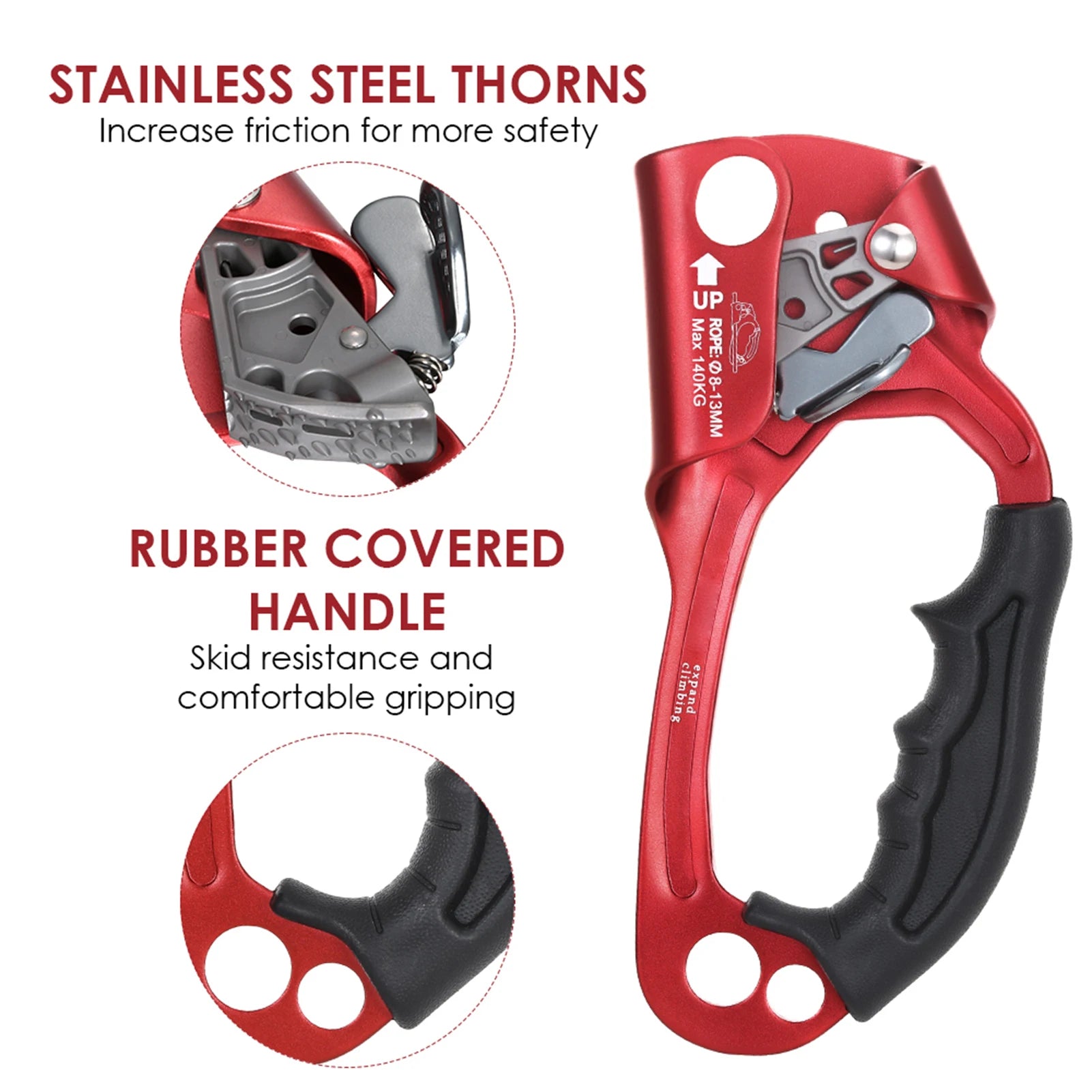 Vertical Rope Ascender Hand Ascender Aluminum  Alloy Rock Climbing