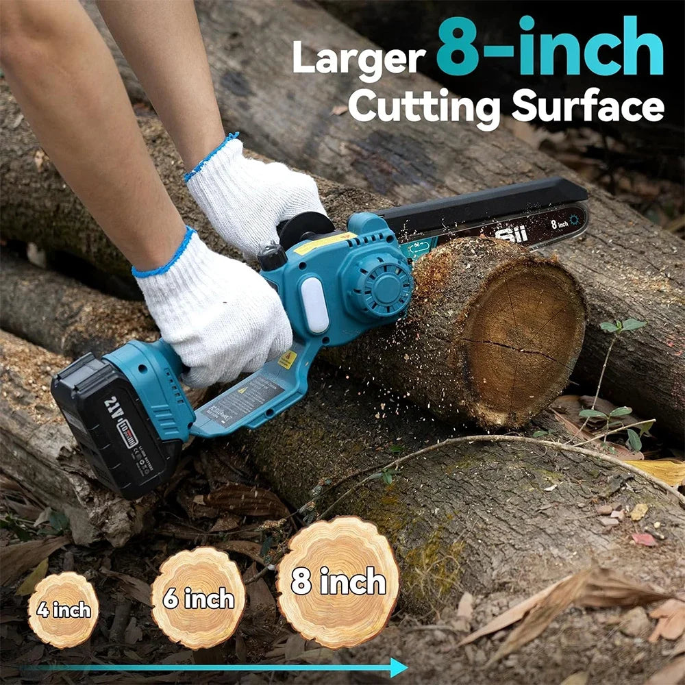 Seesii 2 in 1 Cordless 6" 8'' Pole Saw Mini Chainsaw Power Electric Chain Saw with Extension Pole