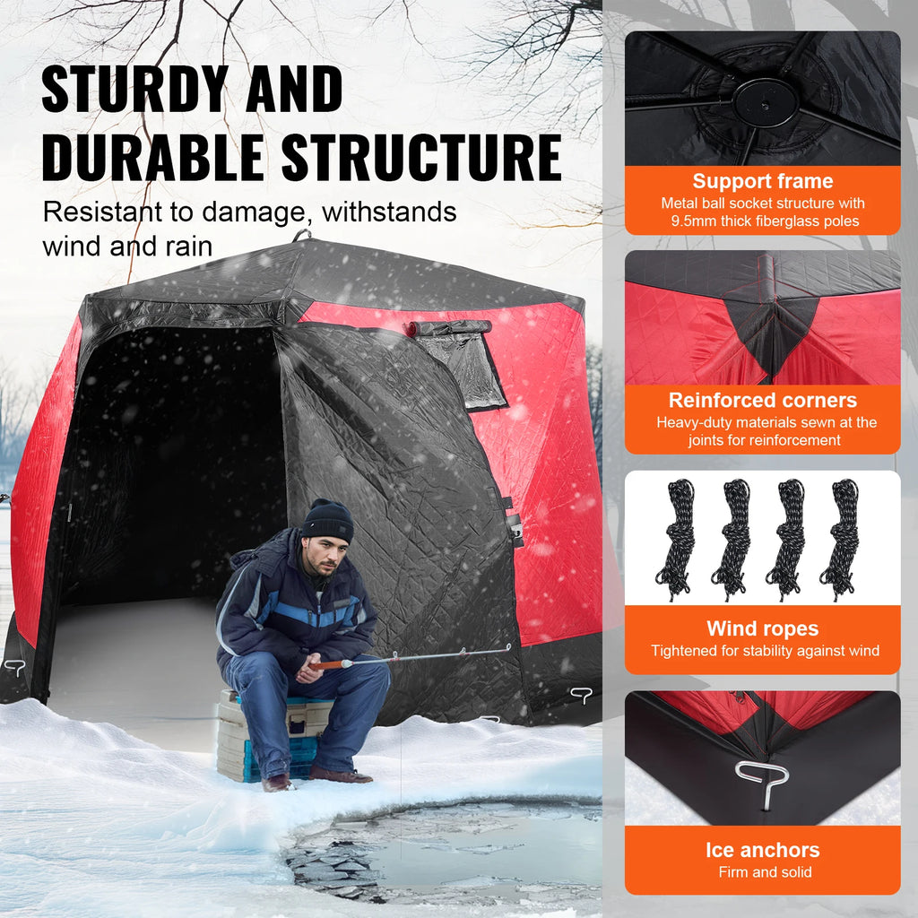 Portable Ice Shelter Insulated Pop-Up Ice Fishing Tent