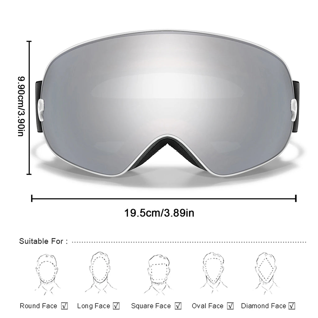 Anti-Fog SKI Goggles Snowboard Goggles UV400 with Night Vison Lens Men Women Teen