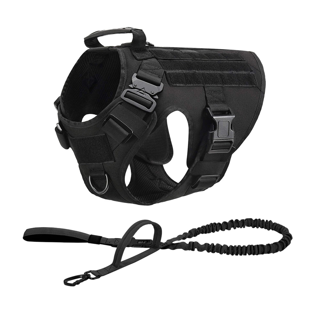 Tactical Dog Harness Collar Leash Molle Pouches For Medium Large Dogs Pet