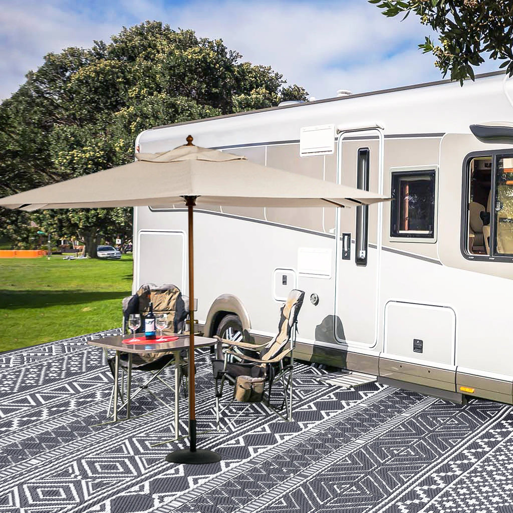 5x8 Waterproof Reversible Patio Rug Outside Plastic RV Rug Boho Camping Rug for Camper Porch