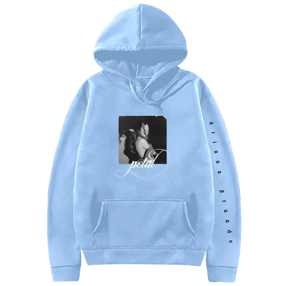Fashion Ariana Grande Petal Hoodie Vintage Print Hoody Women Men Casual Long Sleeve Hooded Sweatshirts