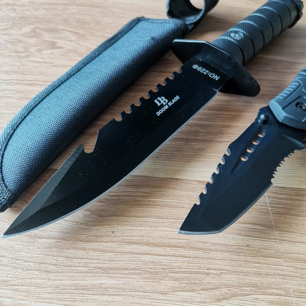 Premium Stainless Steel Knife Set: Fixed & Folding Blades and Rust-Resistant