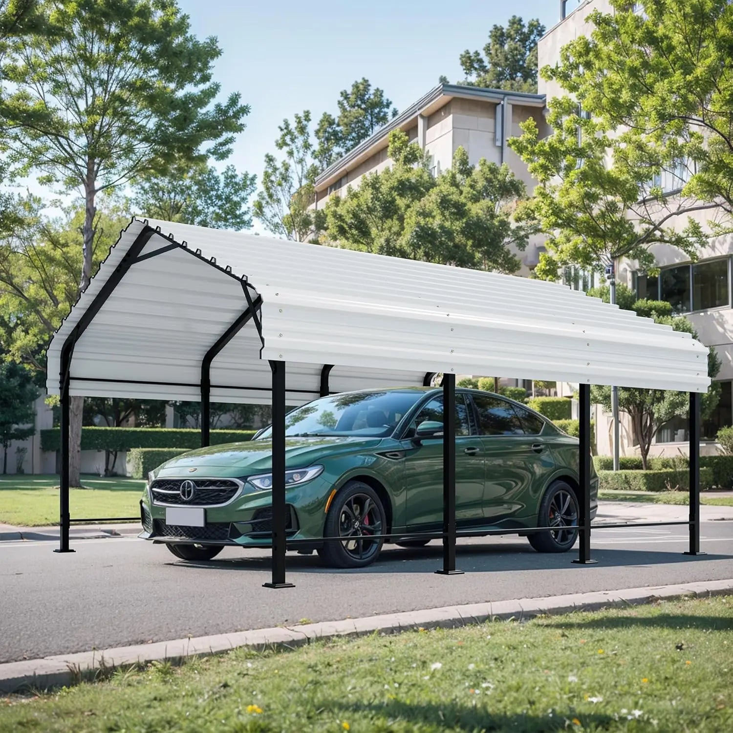 12x15 FT Heavy Duty Metal Carport Canopy with Enhanced Base & Frame