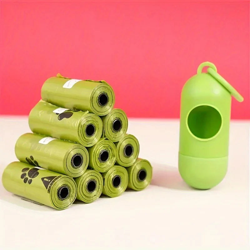 Biodegradable Pet Waste Bags , Extra Thick Poop Bags, Portable Roll with Dispenser