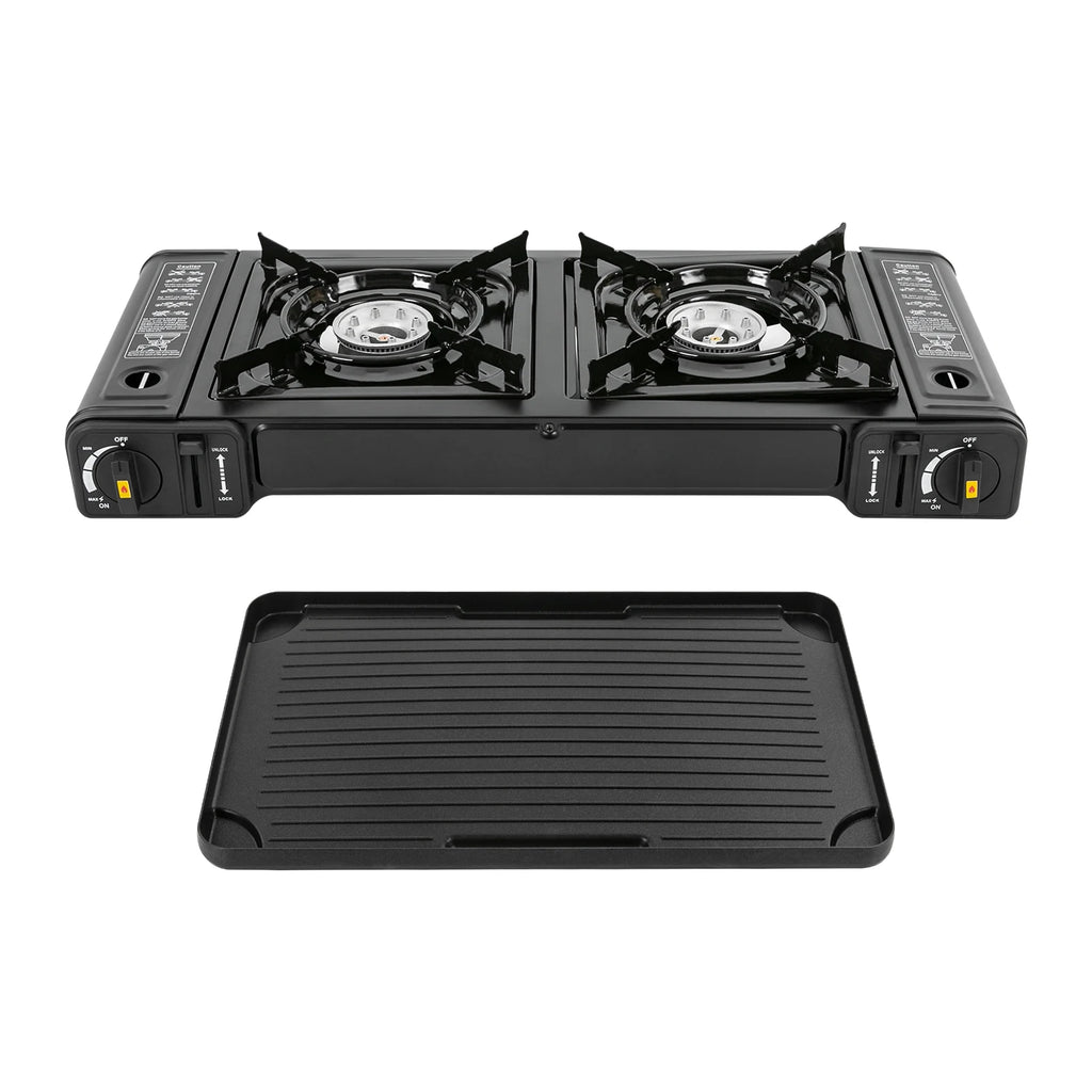 Double Head Barbecue Gas stove with Baking Tray  Home Application Home Outdoor