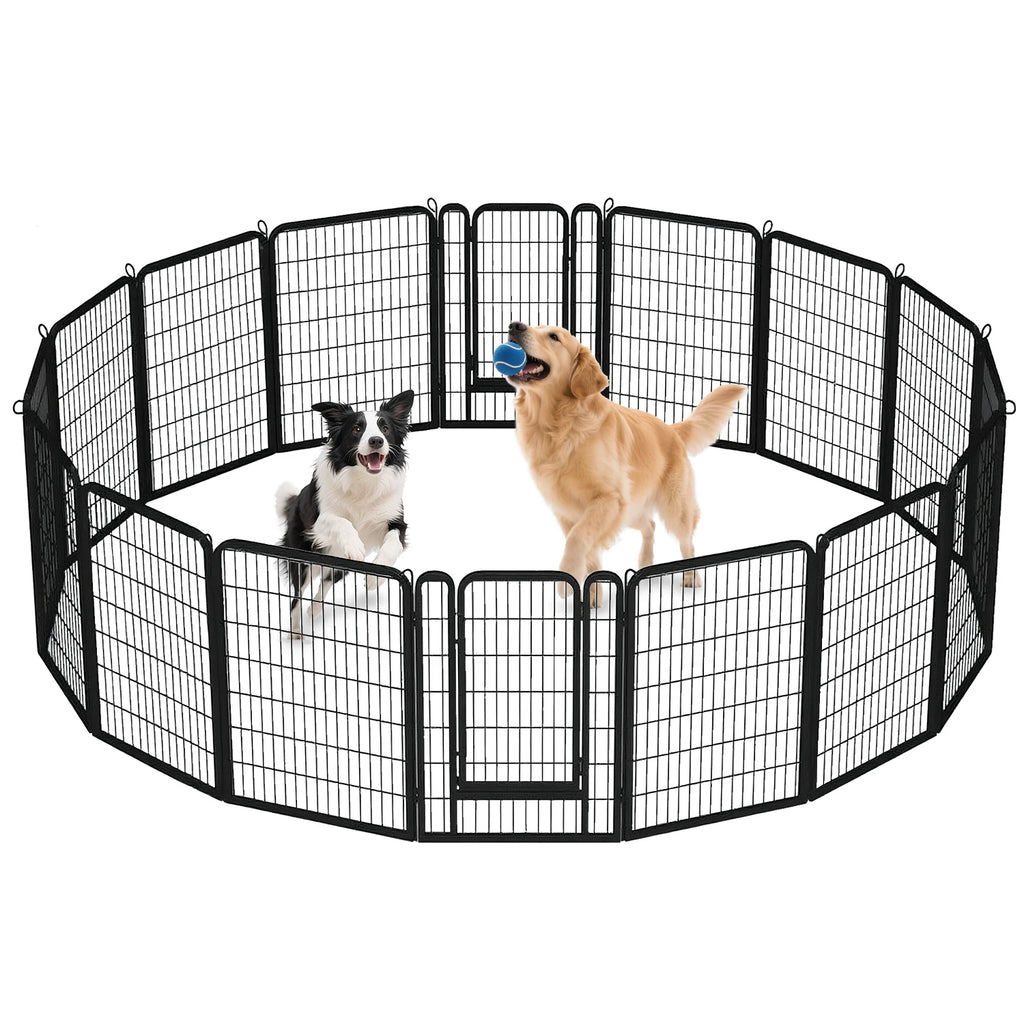 Dog Playpen with Door, Outdoor/Indoor Foldable Metal Pet Fence, Heavy Duty for Yard, RV Camping