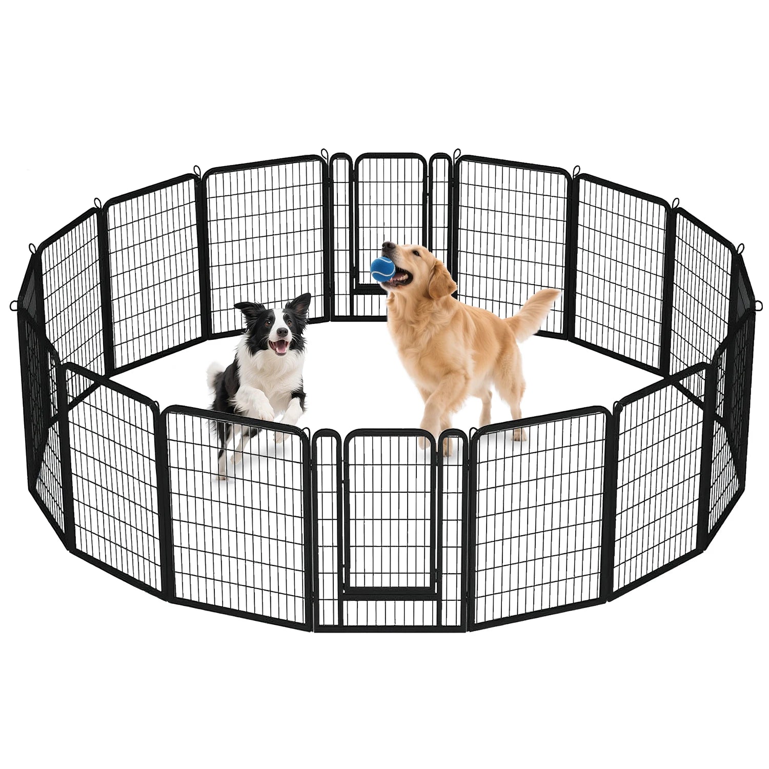 Dog Playpen with Door, Outdoor/Indoor Foldable Metal Pet Fence, Heavy Duty for Yard, RV Camping