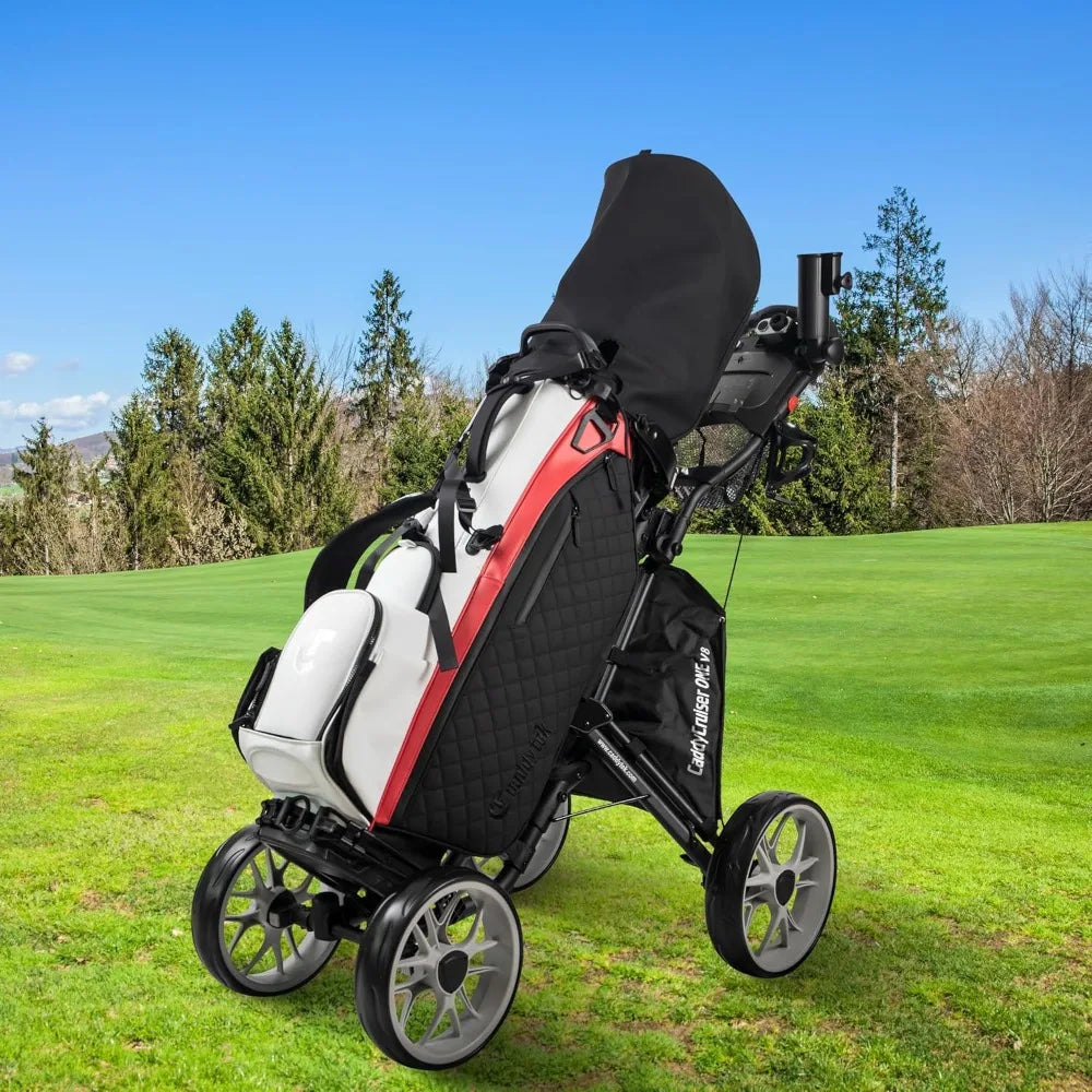 NEW - 4 Wheel Golf Push Cart - Caddycruiser One Version 8 1-Click Folding Trolley - Lightweight