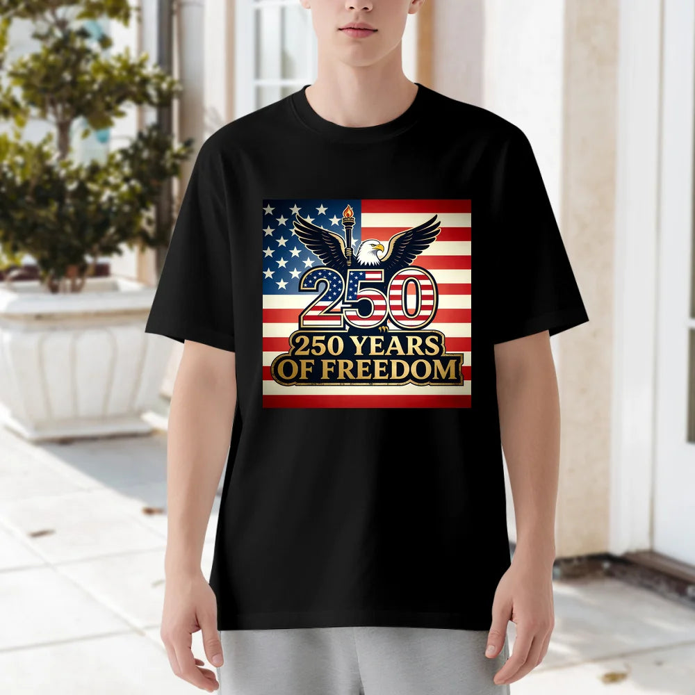 250 Years Of Freedom 1776-2026 T-Shirt American Eagle US Flag Patriotic 4th Of July Graphic Tee Shirt Tops Oversize T-shirts