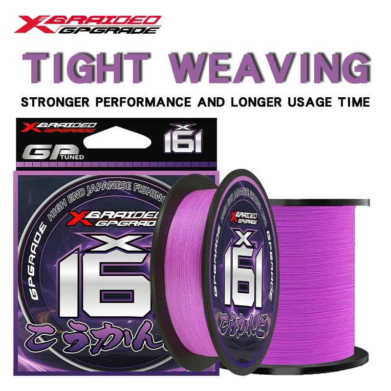 YGKPE X16 Braided Fishing Line 16 Strands Braid Purple100/150/200/300/500M PE Line Ultra Smooth