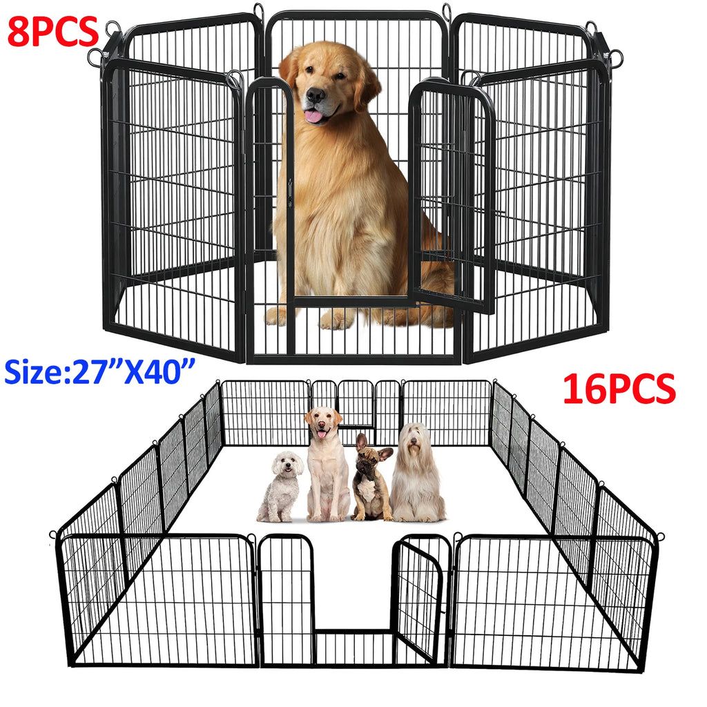Dog Playpen with Door, Outdoor/Indoor Foldable Metal Pet Fence, Heavy Duty for Yard, RV Camping
