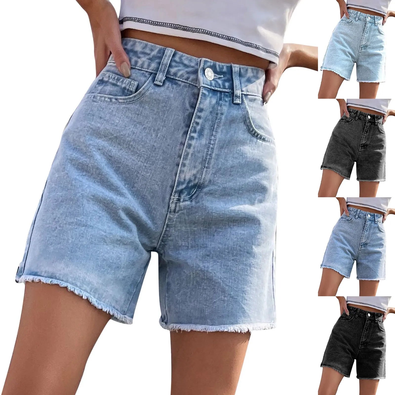 Summer Thin Baggy Half Length Denim Shorts Vintage High Waist Jean Short Pants Women