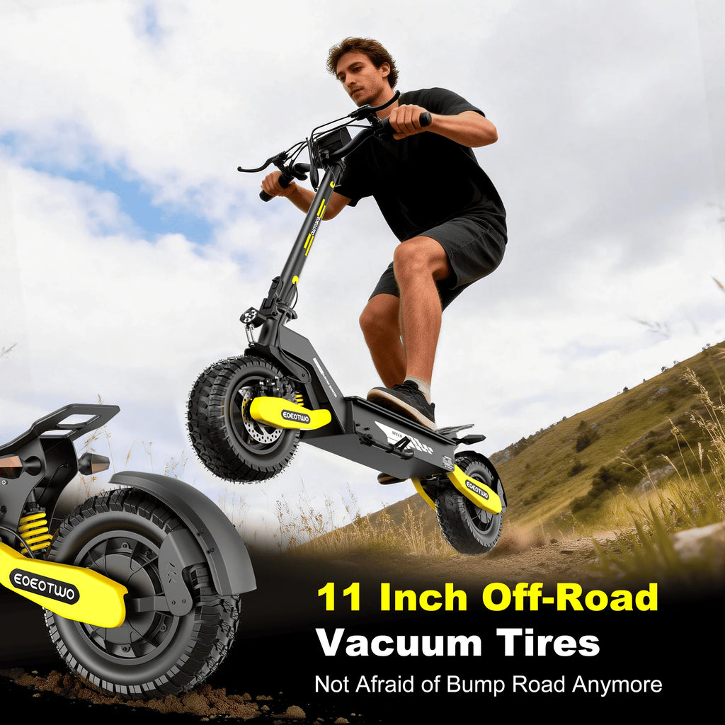 1200W Off Road Electric Scooter 48V Long Range E-Scooter 30MPH Fast Speed 11" Tubeless Tire Foldable Kick Scooter
