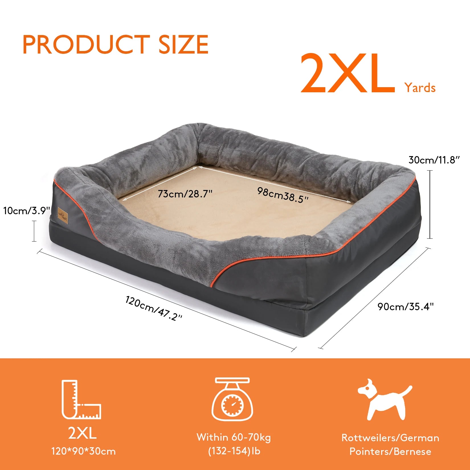 Large Dog Bed Soft Anti Allergy Warm Fleece Removable Washable Cover Pet Bed Waterproof