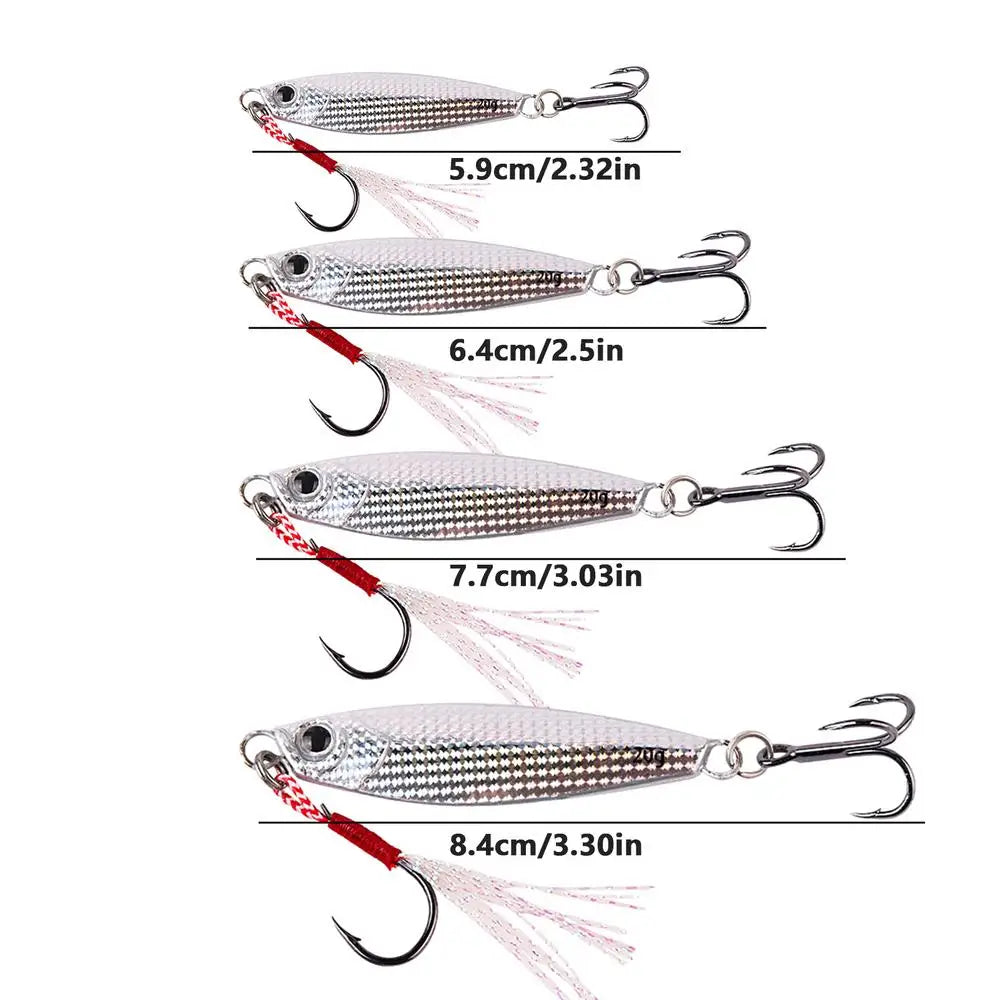 4PCS New Mixed Sea Fishing Jigs Saltwater Ice Fishing Jigs Kit Vertical Hard Swimbait Metal Spoons Lures