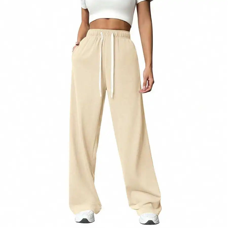 Women's Wide Leg Lounge Pants with Drawstring Waist and Pockets